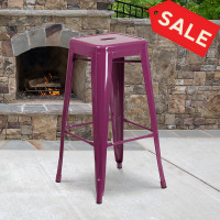 Flash Furniture ET-BT3503-30-PUR-GG 30''H Backless Indoor-Outdoor Barstool in Purple
